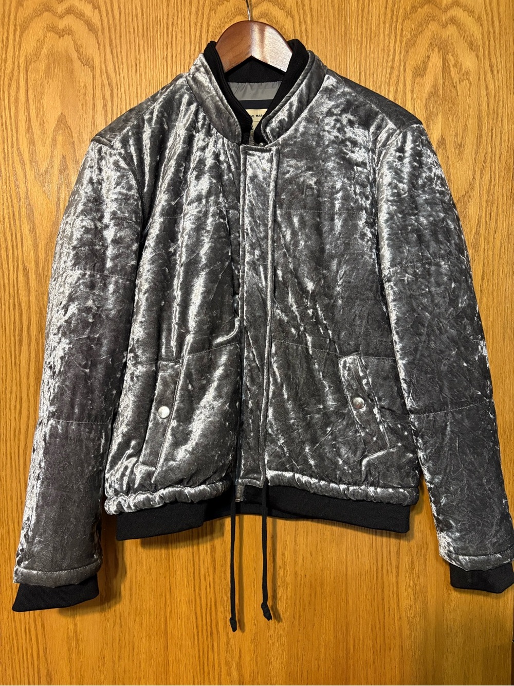 Ci Sono Crushed Velvet Bomber Jacket